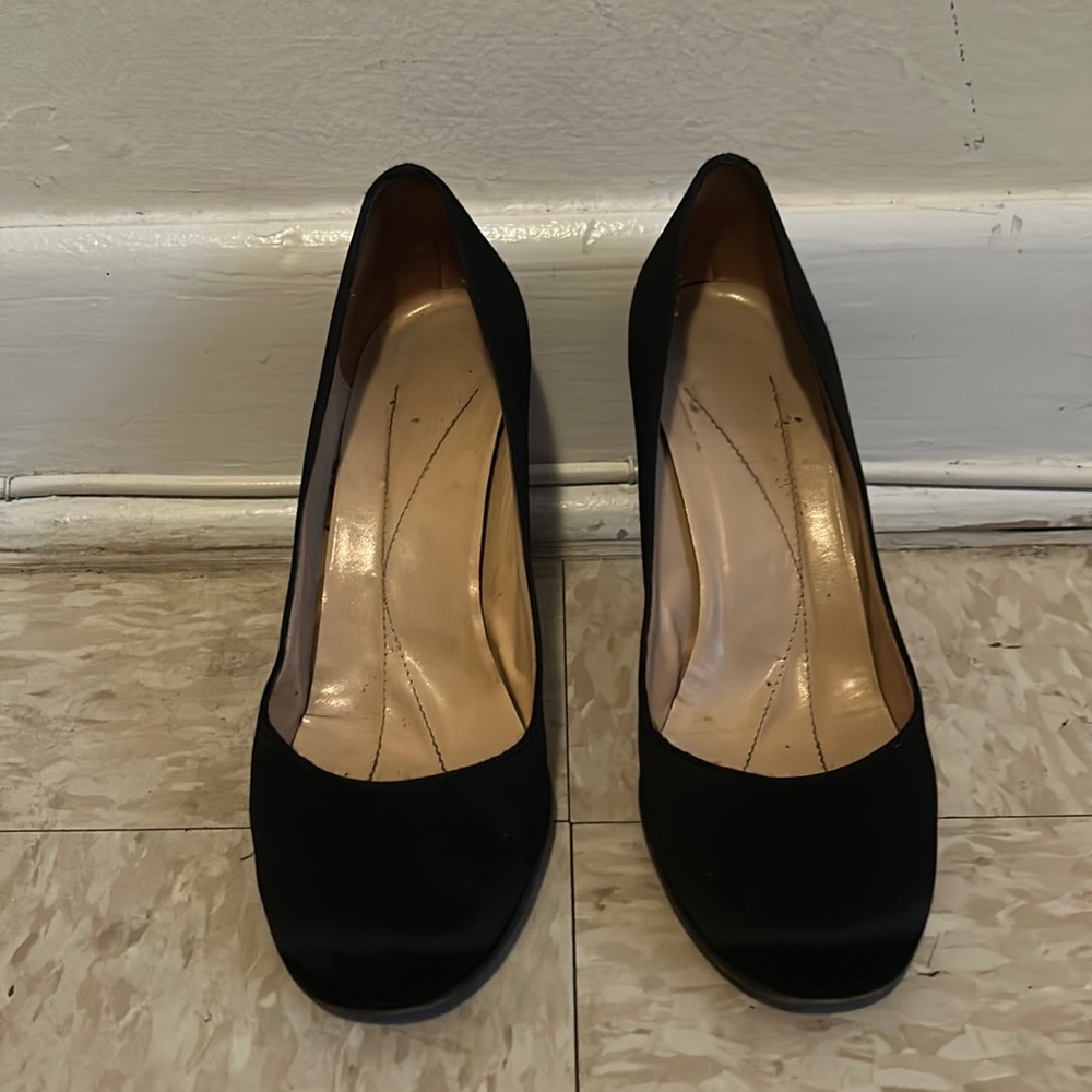 Kate Spade black satin pumps
